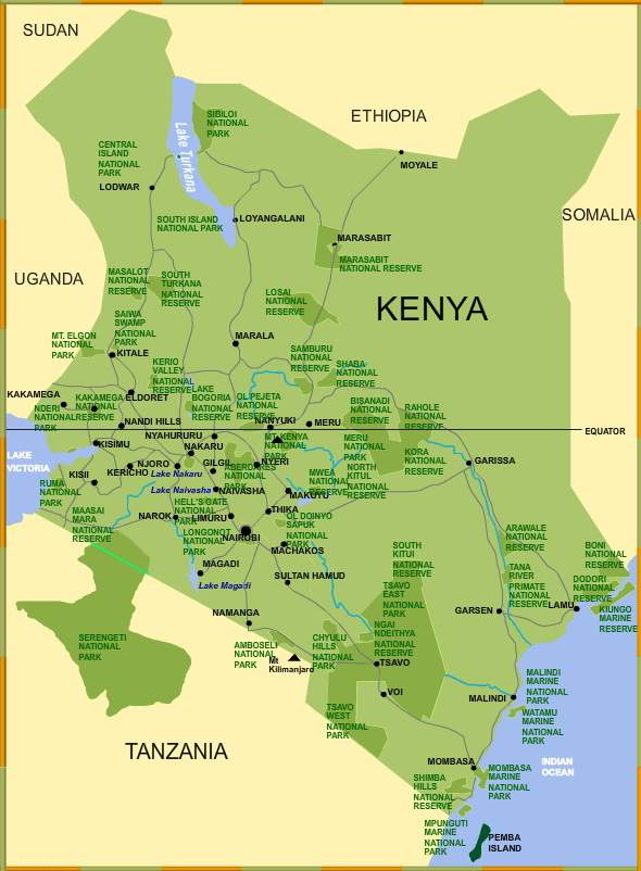 Map of Kenya - Kenya Safari Destinations